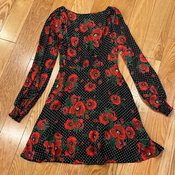 Free People polka dot floral keyhole front dress - Picture 5 of 8